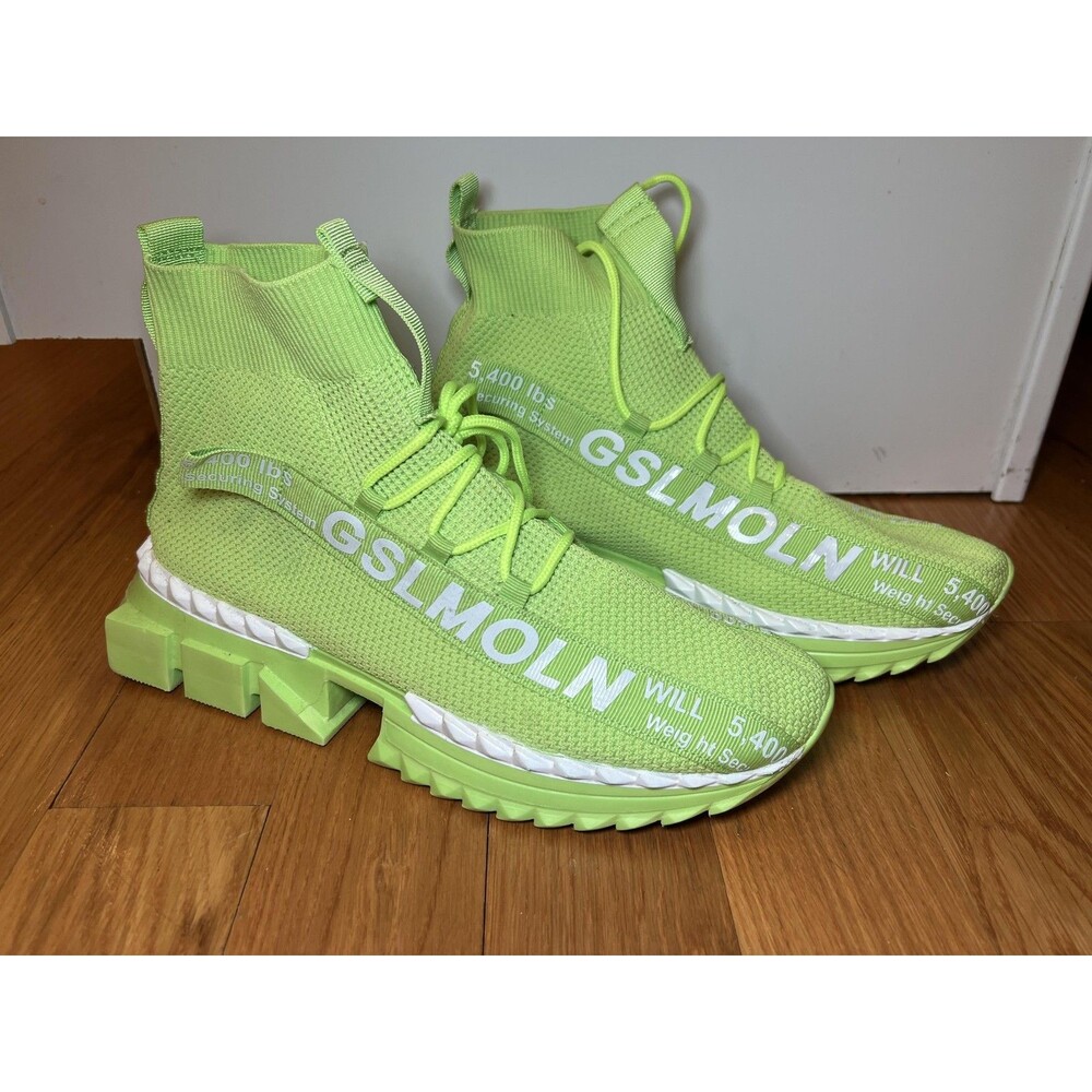 GSLMOLN High Top Shoes Mens Size 12 Green Mesh Sock Sneaker Athletic Casual